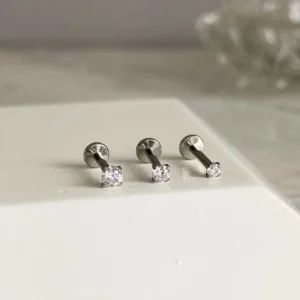 Labret Circón Transparente Titanio