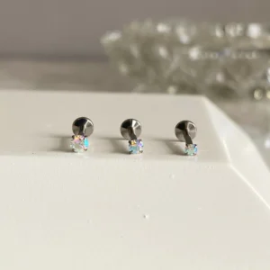 Labret circon tornasol en titanio