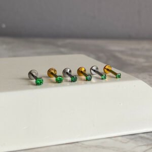 Labret con circón verde Titanio