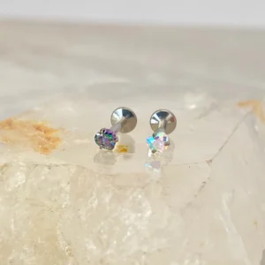 Labret corazon de cristal titanio