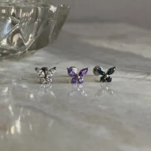 Labret Mariposa grande Titanio, joyería para piercings de Kalon