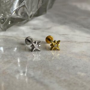 Labret Estrella Zirconia Titanio