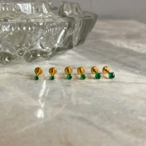 Labret circon verde Acero, joyería para piercings de Kalon