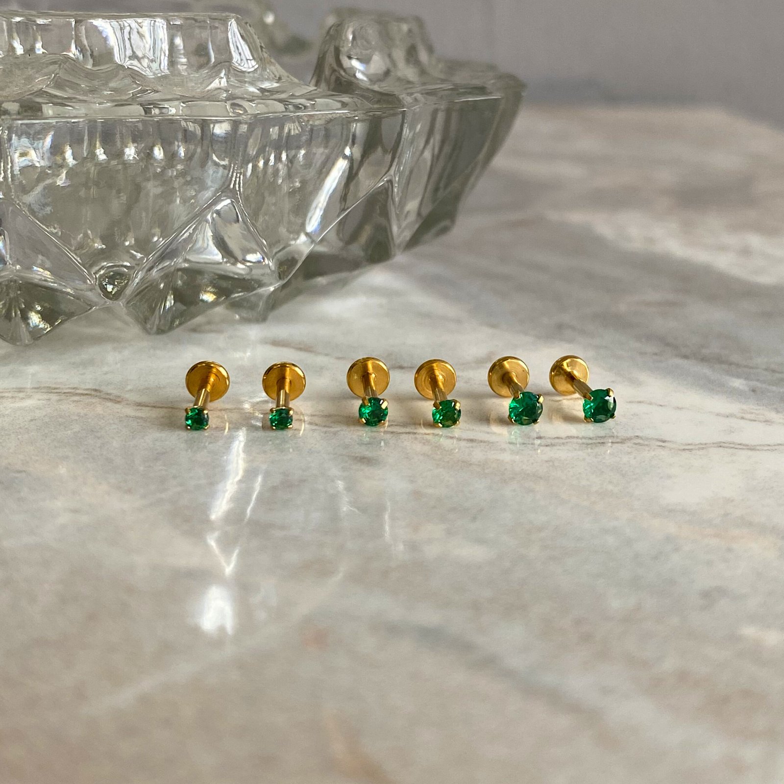 Labret circon verde Acero