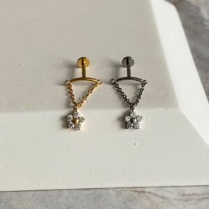 Labret colgante flor Titanio