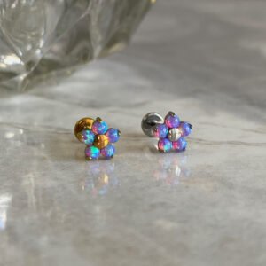 Labret Flor Opalo Titanio